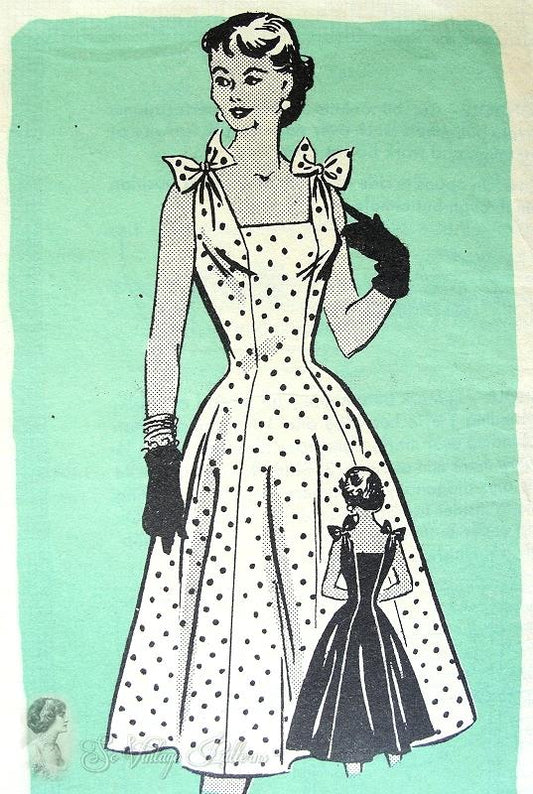 Beautiful 1950s Princess Dress Pattern Anne Adams 4506 Vintage Sewing Pattern Flirty Tied Shoulders Flattering Square Neckline Bust 32 Easy To Sew Party or Sundress