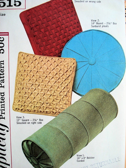 FABULOUS Vintage Smocked Pillows Cushions Pattern SIMPLICITY 4515 Four Styles Vintage Sewing Smocking Pattern