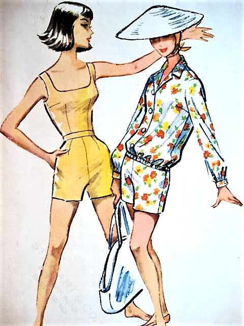 1950s BEACHWEAR Pattern McCALLS 4537 Cute Top, Highwaist Shorts and Blouson Jacket Perfect Weekend  Beach Wardrobe Bust 32 Vintage Sewing Pattern