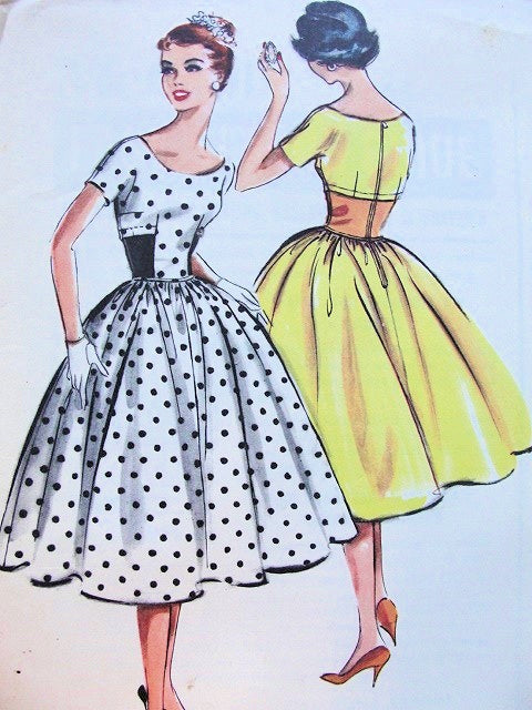 1950s LOVELY Day or Party Dress Pattern McCALLS 4565 Beautiful Flattering Design, Bust 32 Vintage Sewing Pattern