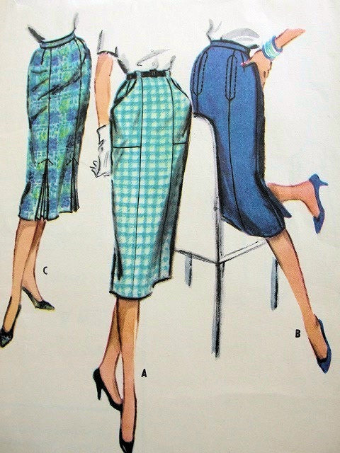1950S SLIM SKIRT Pattern THREE Fabulous STYLES McCalls 4607 Vintage Sewing Pattern