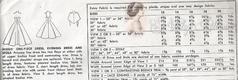 1950s Stunning Evening Gown or  Cocktail Length Dress and Stole Pattern Dramatic Strapless Bodice Figure Flattering Princess Line Simplicity 4663 Vintage Sewing Pattern Bust 30
