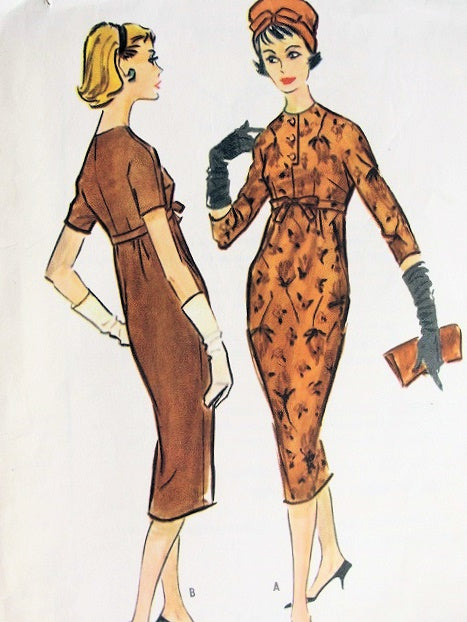 1950s SLIM CHEMISE DRESS PATTERN EMPIRE WAISTLINE, FLATTERING STYLE McCALLS PATTERNS 4689