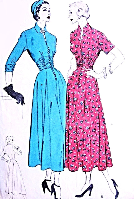 1940s DAZZLING Day or Cocktail Dinner Dress Pattern BUTTERICK 4771 ,Shirred Midriff, Plunging Slit Neckline ,Seven Gore Skirt  Bust 32 Vintage Sewing Pattern
