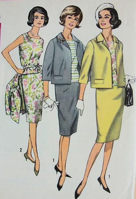 1960s SLEEK Slim Suit and Over Blouse Pattern SIMPLICITY 4800 Proportioned Sizes, Bust 36 Vintage Sewing Pattern