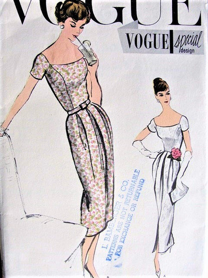 1950s LOVELY Elegant Evening Party Dress Pattern VOGUE Special Design 4848 Beautiful Style in 2 Lengths Bust 34 Vintage Sewing Pattern