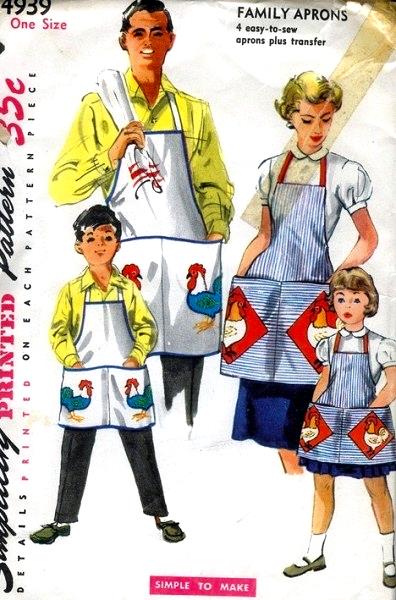 1950s FAMILY APRONS PATTERN EASY TO SEW SIMPLICITY 4939