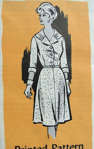 1960s STYLISH DRESS PATTERN NICE COLLAR STYLE FRONT BUTTON BODICE ANNE ADAMS 4970 Bust 41