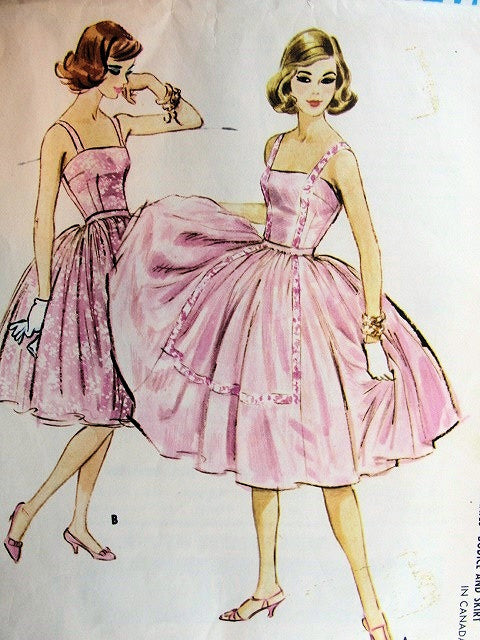 1950s DREAMY Evening Dress Pattern McCALLS 5004 Beautiful Camisole Top and Full Skirt Cocktail Party Dress Bust 34 Vintage Sewing Pattern
