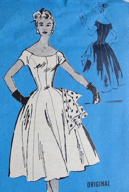 1950s STUNNING Party Evening Dress Pattern PROMINENT Designer 503 An Original by Surrey, Flattering Dress and Petticoat, Bust 34 Vintage Sewing Pattern