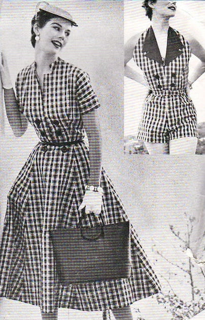 1950s FABULOUS Strapless Playsuit Beach Wear Pattern WOMANS DAY 5072 Weekend Wardrobe, Halter top, Jacket, Skirt, Bust 30 Vintage Sewing Pattern