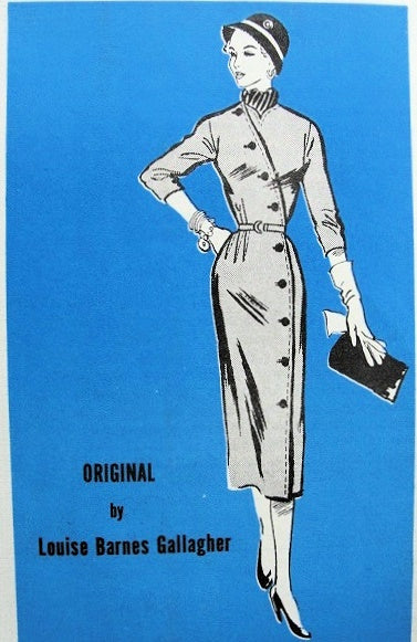 50s Elegant Dress Pattern Prominent Designer 515 Sleek Narrow Asymmetrical Front Wrap Dress Unique Style Vintage Sewing Pattern