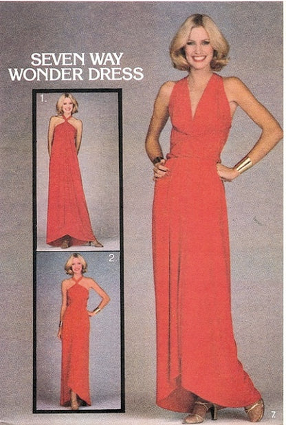1970s FABULOUS Evening Wrap n Tie Evening Gown Maxi Dress Pattern SEVEN WAY WONDER DRESS Butterick 5230 Vintage Sewing Pattern American Hustle Era