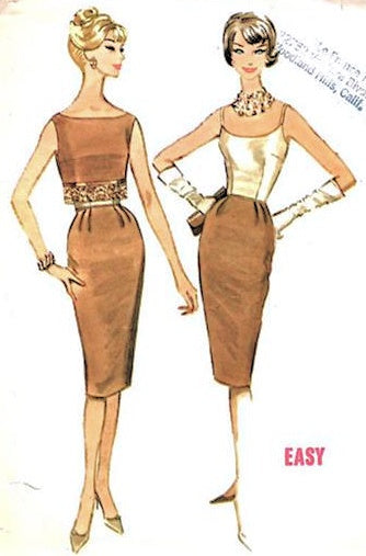 1950s  Stunning Slim Cocktail Dress and Shortie Jacket Pattern McCalls 5239  Low Neckline  Easy To Sew Vintage Sewing Pattern