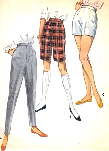 1950s SLIM Tapered Pants, Bermuda Shorts, Bombshell Short Shorts Pattern McCALLS 5263 Waist 26 Vintage Sewing Pattern