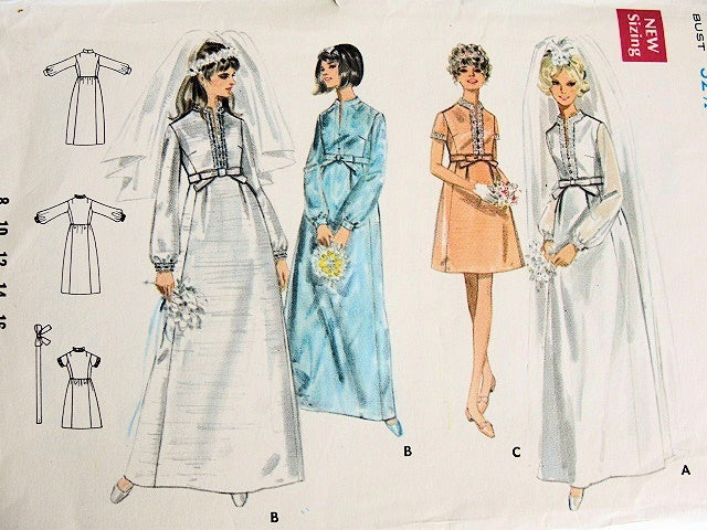 EMPIRE WAIST WEDDING DRESS BRIDAL GOWN PATTERN BUTTERICK 5284