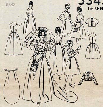 60s AUDREY STYLE WEDDING DRESS BRIDAL GOWN PATTERN