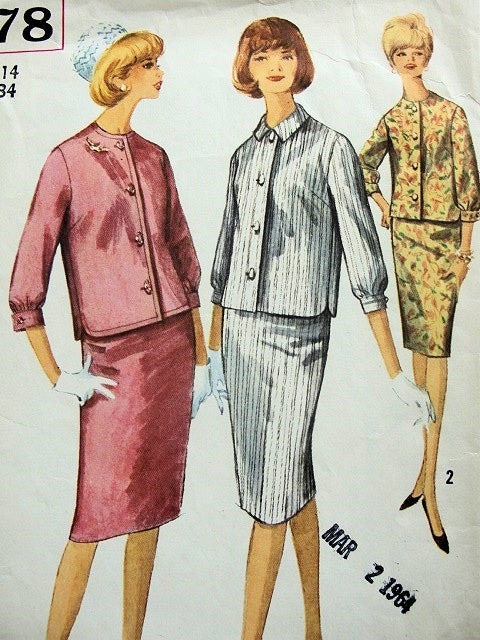 1960S CASUAL Suit Pattern SIMPLICITY 5378 Three Style Versions, Bust 32 Vintage Sewing Pattern