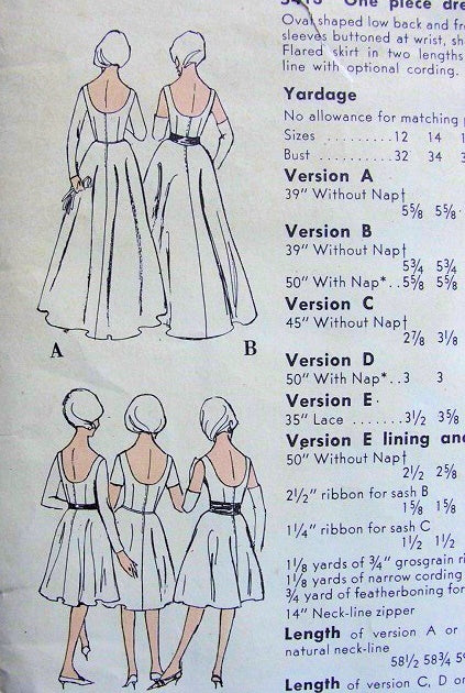 DAZZLING 60s Evening Gown or Cocktail Party Dress Pattern Easy To Sew VOGUE 5413 Kim Novak Style Low Sq Flattering Neckline U Back Flared Skirt Bust 32 Vintage Sewing Pattern