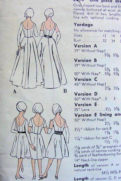 DAZZLING 60s Evening Gown or Cocktail Party Dress Pattern Easy To Sew VOGUE 5413 Kim Novak Style Low Sq Flattering Neckline U Back Flared Skirt Bust 32 Vintage Sewing Pattern