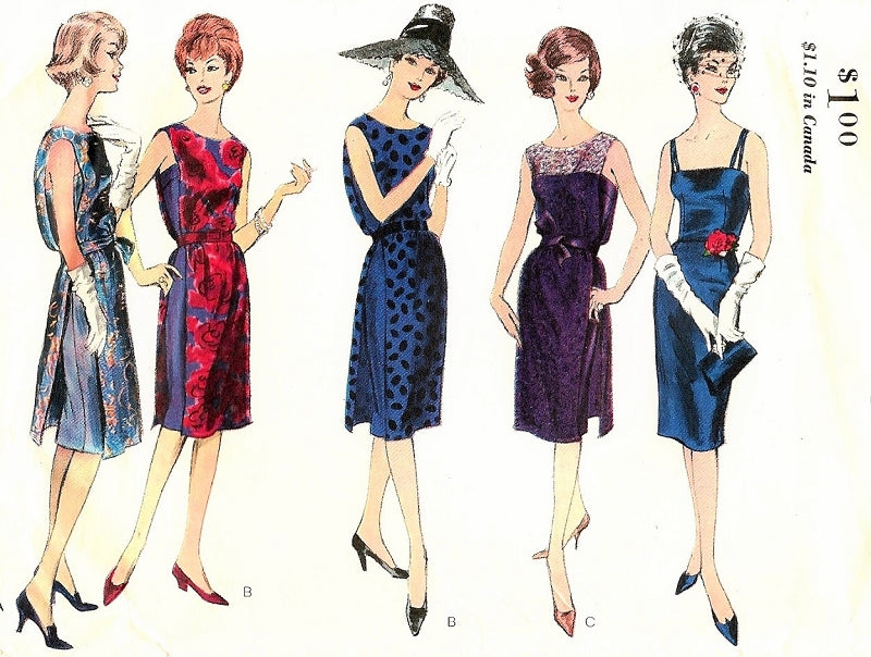 1960s Cocktail Evening Dress Pattern Slim Camisole Top Dress With Tunic Stunning Effect Mad Men Era Vogue 5427 Vintage Sewing Pattern Bust 36