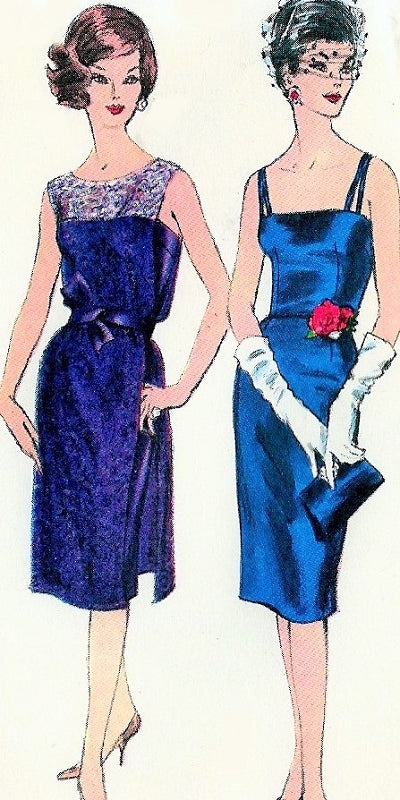 1960s Cocktail Evening Dress Pattern Slim Camisole Top Dress With Tunic Stunning Effect Mad Men Era Vogue 5427 Vintage Sewing Pattern Bust 36
