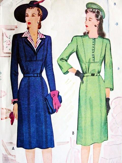 1940S DRESS WITH DICKEY VINTAGE PATTERN MCCALL 5495