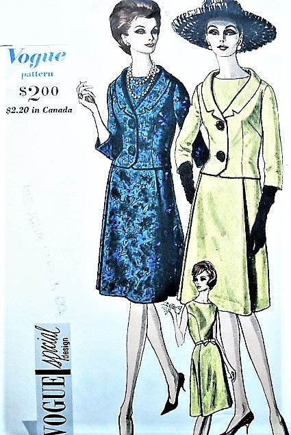 1960s CLASSY Dress and Jacket Pattern VOGUE Special Design 5505 Flared Dress, Fitted Jacket With Shawl Collar Day or Dinner Cocktail Party Bust 34  Vintage Sewing Pattern FACTORY FOLDED