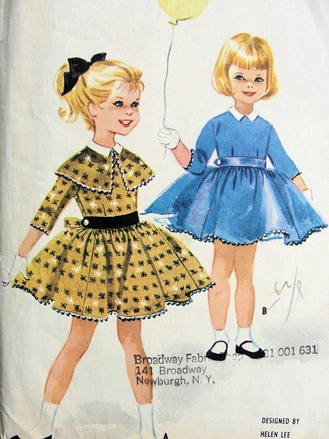 1950s CUTE Little Girls Dress HELEN LEE Designer Childrens Pattern McCalls 5576 Sweet Little Girls Dress Attached Petticoat Size 6 Vintage Sewing Pattern UNCUT