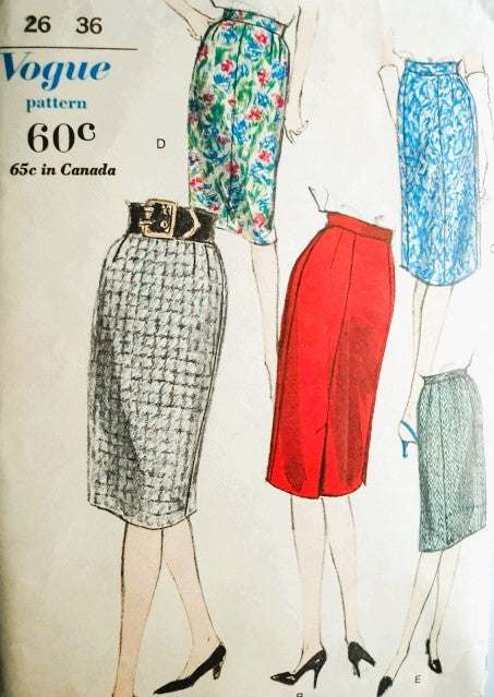 1960s CLASSY Slim Skirts Pattern VOGUE 5588 Waist 25 Easy To Make Vintage Sewing Pattern