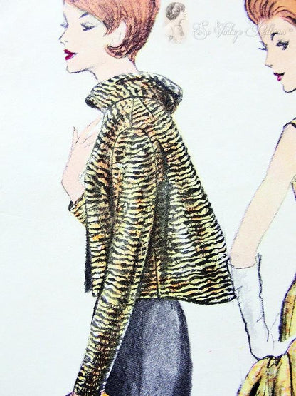 1960s ELEGANT Slim Evening Dress and Flared Jacket Pattern VOGUE Special Design 5675 Low Back Sheath Cocktail Dress, Lovely  Stand Up Collar Evening Jacket Bust 34 Easy To Make Vintage Sewing Pattern UNCUT