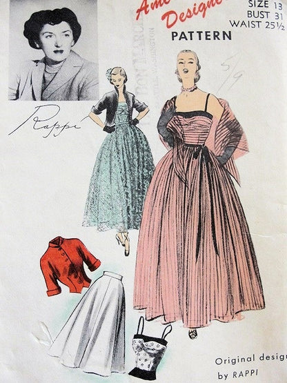 ADVANCE AMERICAN DESIGNER EVENING or DAY SEPARATES PATTERN  BODICE, SKIRT, OVER SKIRT, JACKET, STOLE ADVANCE 5701 Vintage Sewing Pattern