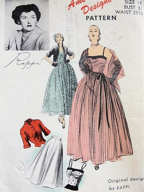 ADVANCE AMERICAN DESIGNER EVENING or DAY SEPARATES PATTERN  BODICE, SKIRT, OVER SKIRT, JACKET, STOLE ADVANCE 5701 Vintage Sewing Pattern