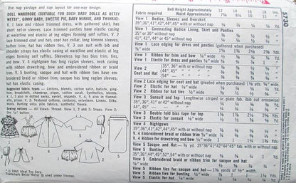 1960s ADORABLE Dolls Wardrobe Pattern SIMPLICITY 5730 Vintage Sewing Pattern For 14 Inch Dolls Betsy Wetsy,Ginny Baby, Sweetie Pie, Baby Winkie and Twinkie Dolls