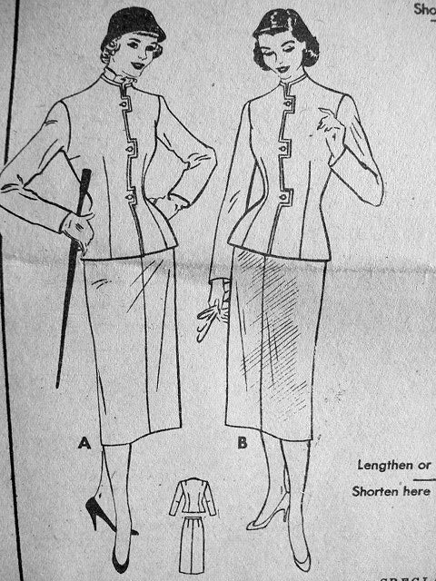 CLASSY 50s UNIQUE STYLE SUIT PATTERN BUTTERICK 5880