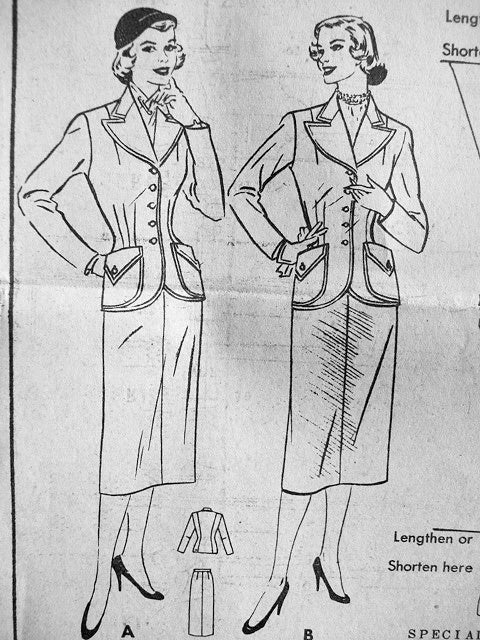 50s FITTED SUIT PATTERN BUTTERICK 5888