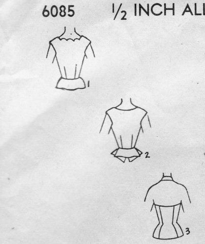 1950s Glam Blouses Pattern 3 Styles Scalloped Neckline, Peplum  or Halter Blouse Evening Wear Blouses Advance 6085 Vintage Sewing Pattern