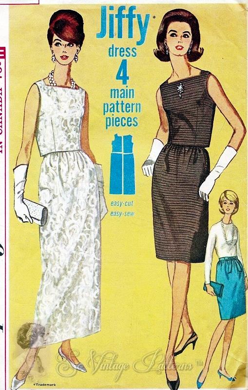 1960s Classy 2 PC Evening Dress Pattern Square Neckline,Waist Length Blouse, Slim Skirt Formal Ankle Length or Cocktail Simplicity 6228 Easy To Sew Jiffy Vintage Sewing Pattern UNCUT FACTORY FOLDED