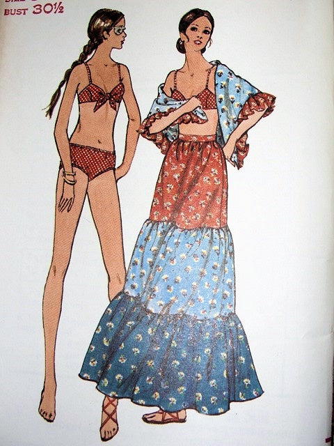 1960S BUTTERICK SWIM SUIT, SKIRT, SHAWL PATTERN 6267