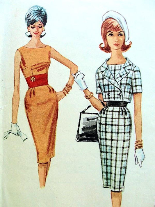1960s SLIM DRESS SHORTIE JACKET PATTERN MAD MEN 60s FASHION McCALLS 6269