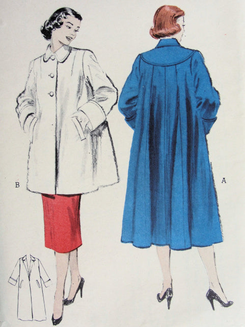1950s LOVELY YOKE BACK COAT PATTERN FULL SWING BACK BUTTERICK 6285