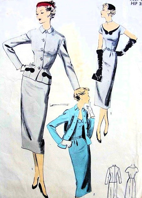 1950s STUNNING Sheath Dress and Fitted Jacket Pattern ADVANCE 6533 Day to Evening Cocktail Party Bust 34 Vintage Sewing Pattern