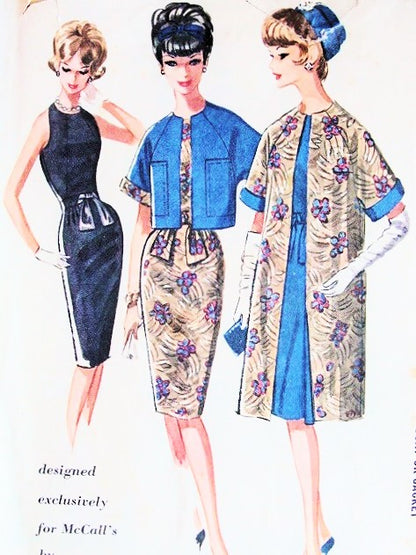 1960s TRIGERE EVENING DRESS PATTERN STUNNING FIGURE HUGGING SLIM DRESS CUT IN ARMS McCALLS 6574 Bust 34