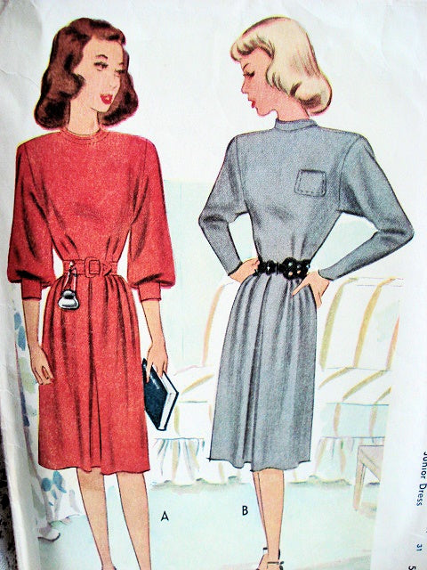 SMART 1940s Design Dress Pattern, McCall 6589 Bust 31 Vintage Sewing Pattern