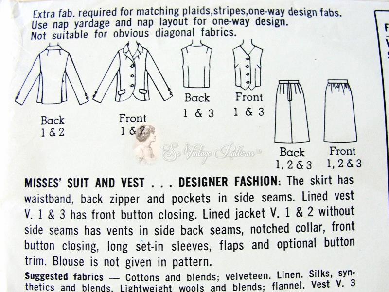1960s  Mrs Emma Peel Style 3 PC Suit Pattern Slim Skirt, Fitted Cutaway Front Jacket, and Vest Classic Mid 60s Style Simplicity Designer Fashion 6688 Vintage Sewing Pattern Bust 32