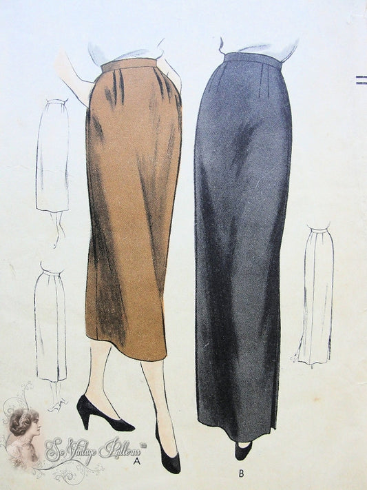 1950s ELEGANT Skirt Pattern VOGUE 6949 Slim Day or Evening Length Evening Skirt Has Side Slits Waist 26 Vintage Sewing Pattern