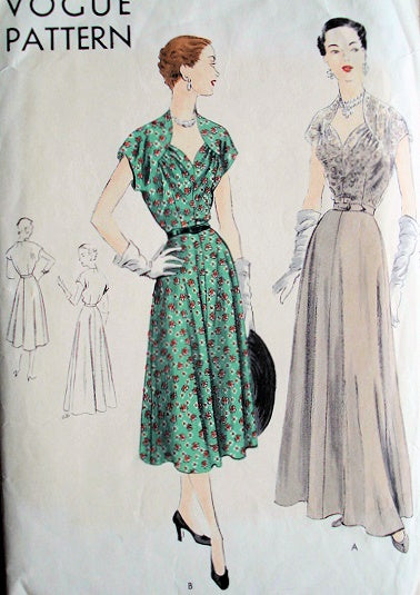 1950  EVENING GOWN PATTERN BEAUTIFUL STYLE VOGUE  7053