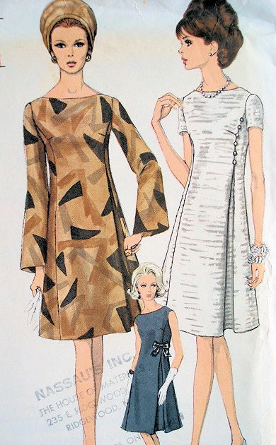 1960s BEAUTIFUL Daytime or Evening Cocktail Party Dress Pattern VOGUE 7139 Three Lovely Versions, Bust 34 Vintage Sewing Pattern