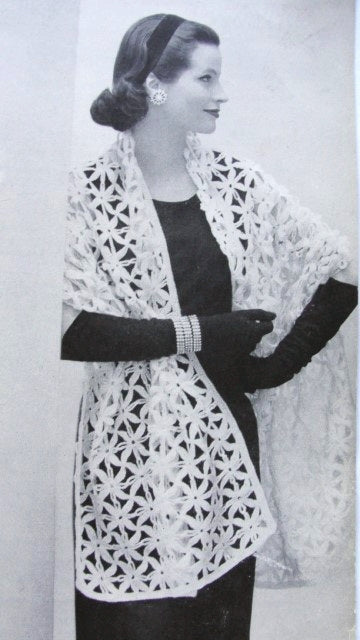 Instant Download Pattern 1950s Beautiful Lace Stole Wrap PDF Crochet Pattern Day or Evening Bridal Wedding