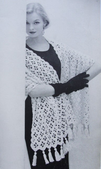 Instant Download Pattern 1950s Beautiful Lace Stole Wrap PDF Crochet Pattern